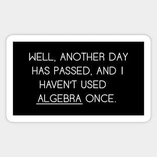 Well Another Day Has Passed and I haven't Used Algebra Once Magnet